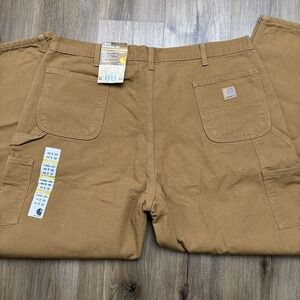 NEW Carhartt B111 BRN Flannel Lined Dungaree‎ Brown Loose Fit Pants Men's 44x32